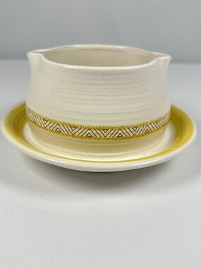 Franciscan Hacienda Gold Gravy Boat with an Attached Underplate Vintage MCM